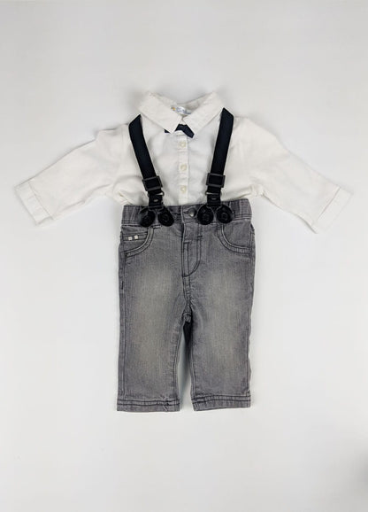 0134-ensemble-2-pieces-salopette-polo-avec-petit-noeud-papillon