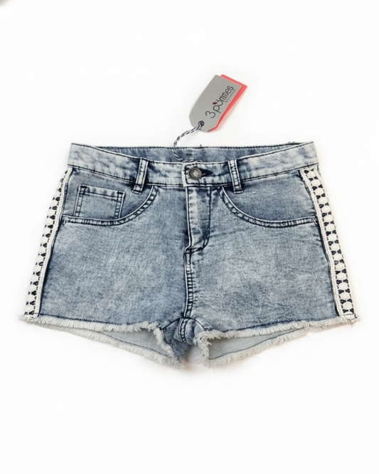 3 Pommes Short Fille Bleu